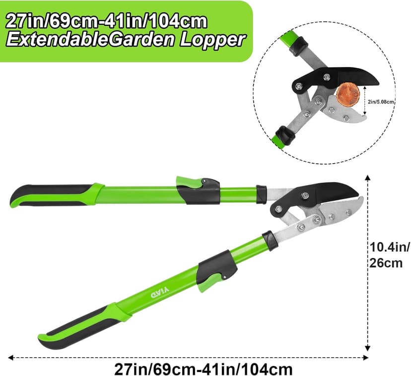 27-41" Telescopic Loppers for Tree Trimming, Heavy Duty Tree Cutter with Ergonomically Designed Handle, Extendable Branch Trimmer for Garden, Farm, Sharp Bypass Blades for Easy Cutting