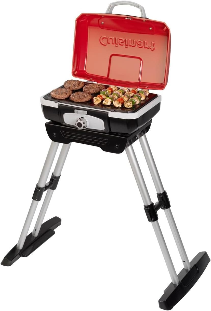 Cuisinart Petite Gourmet Portable Gas Grill with VersaStand™, Compact Tabletop BBQ, 150 Sq. In. Cooking Surface, 5,500 BTU Burner Small Gas Grill, Adjustable Telescoping Base and Carry Handles
