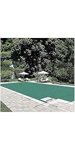 VEVOR Inground Pool Safety Cover 18' x 36' Rectangle with 4x8ft Center End Step, Safety Pool Covers Green Mesh, 15-Year Warranty, Triple Stitched, MAX Strength Winter Safety Cover for Children & Pets
