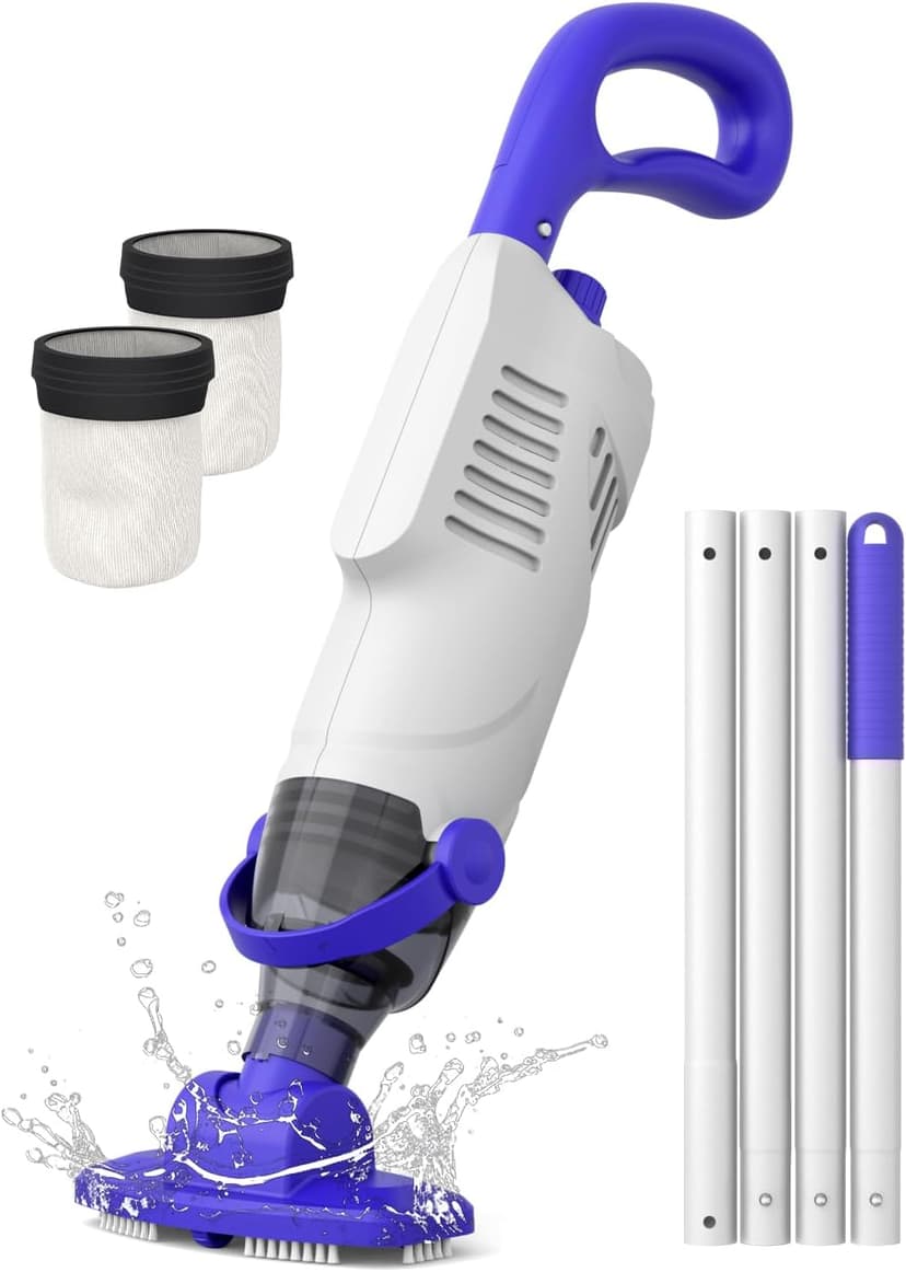Little Shark Pool Vacuum for Above Ground Pool, Hot Tub Vacuum with a 60w Motor,18 Gal/Min Powerful Suction, Pool Vacuum with 5000mAh Battery, 1h Running Time