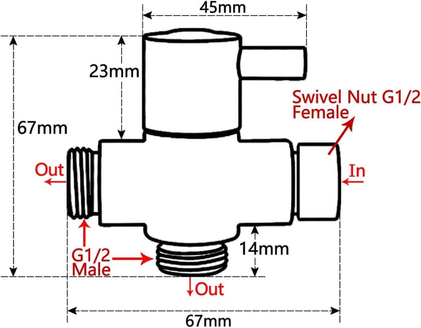 Shower Arm Diverter Valve for Hand Held Showerhead and Fixed Spray Head,G 1/2 3-Way Bathroom Universal Shower System Replacement Part/Brass (Brushed Nickel)