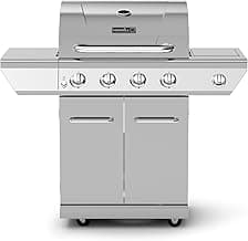 Nexgrill 4-Burner Propane Gas Grill in Stainless Steel with Side Burner, 60000BTUs, 626 sq. in. Cooking Space, Perfect for Outdoor Cooking & Grilling, Patios, BBQ, Backyards, Silver, 720-0830H