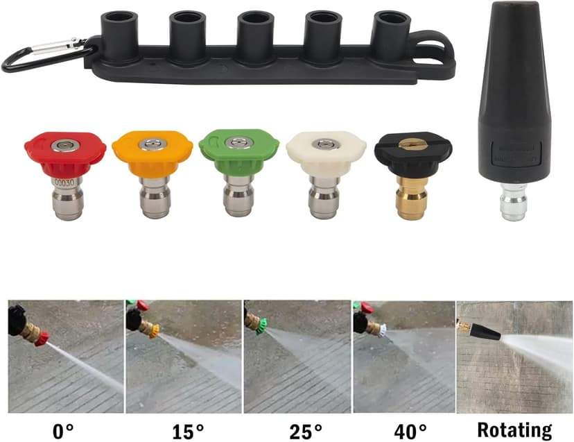 Pressure Washer Replacement Spray Wand with Turbo Nozzle and 5 Spray Tips and Belt Clip Nozzle Holder, Compatible with Husky Greenworks Ryobi Homelite Portland Electric Pressure Washers
