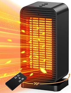 BALKO Space Heater, Portable Electric Heaters for Indoor Use with Thermostat, Fan Mode, Remote Control, Tip-over & Overheat Protection, 1500W PTC Ceramic Safety Heaters for Large Room/Office/Bedroom