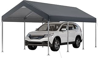12x20 Ft Heavy Duty Carport, Portable Garage with Doors, Ventilated Windows, Waterproof and UV Resistant Carport Canopy for Cars, Boats, Suvs, Gray