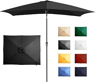 Ayge 6.5x10FT Rectangular Patio Umbrella Outdoor Table Umbrella w/Push Button Tilt & Crank Rectangle Market Umbrella UV Protection for Garden,Deck,Lawn,Yard & Pool