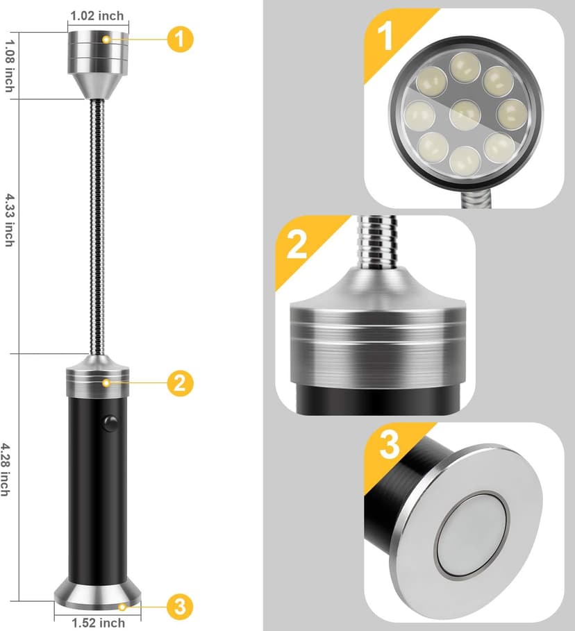 KOSIN Barbecue Grill Light for Outdoor Grill, Super-Bright Led Bbq Lights, Gifts for Men, Traeger Pit Boss Smoker Grill Accessories,Batteries Included