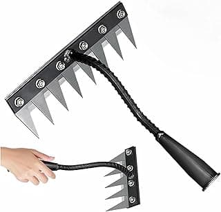 Iron Rake 2.0, Weed Puller Tool, Gardenia Iron Weeding Rake, Carbon Steel Garden Weeding Iron Weeding rake, Detachable Gardening Hand Weeder Puller Tool for Gardening and Weeding (8 Tooth)