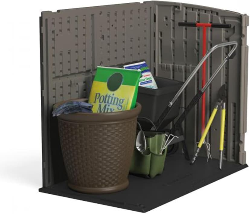 Suncast 34 Cu. Ft. Horizontal Shed for Outdoor Storage w/Locking System, Stoney/Black