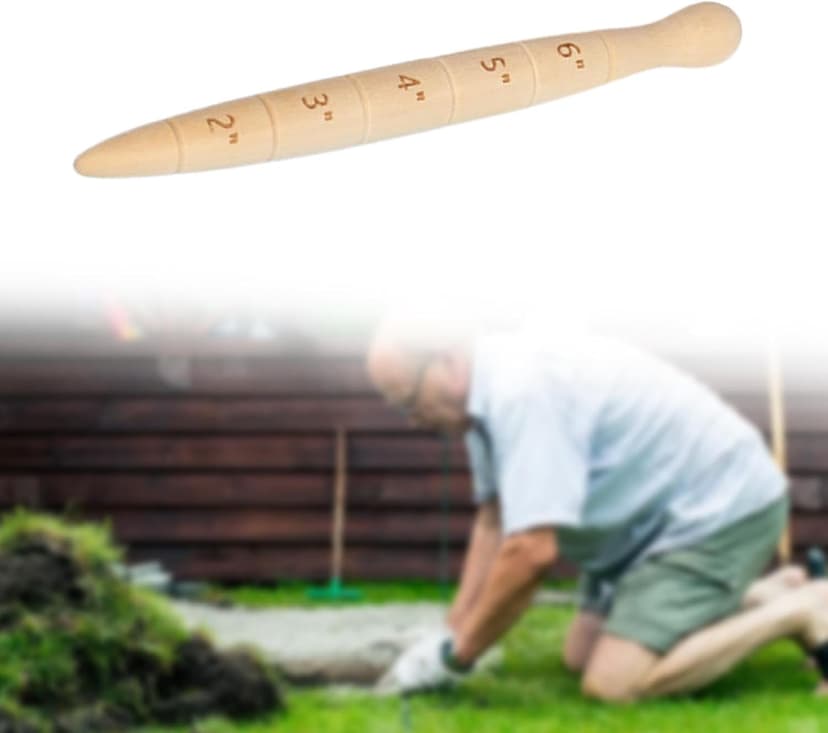 Wooden Seed Dibber with Measurement Handheld Save Time Ergonomic Round Handle Quick Efficient Seed Planter Tool Tapered Gauge
