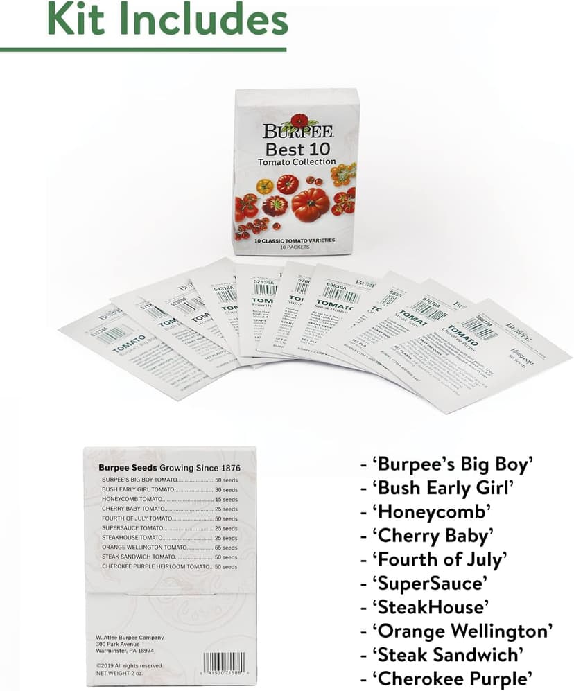 Burpee Best 10 Non-GMO Planting Tomato Seeds for Garden Gifts (1 Pack)
