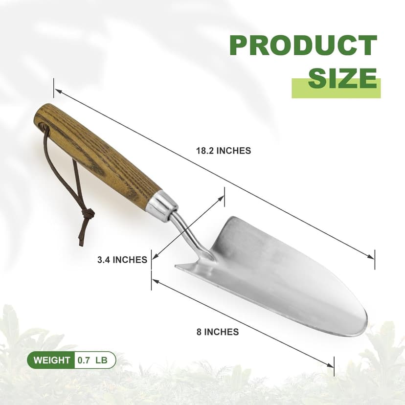 Garden Trowel, Bend-Proof Stainless Steel Hand Trowel, Comfortable Grip Wood Handle Trowel Garden Tool, Large Shovel Head Gardening Trowel for Transplanting Seedlings, Weeding, and Planting