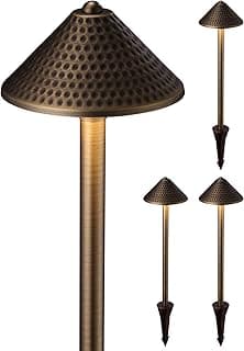 LEONLITE Outdoor Solid Cast Brass Pathway Lights, 12V Low Voltage Landscape Lights for Walkway, Garden, Work with G4 Bulb, (Bulbs Not Included), IP65, 21.5'' Tall, 6.85'' Shade, Bronze, Pack of 4