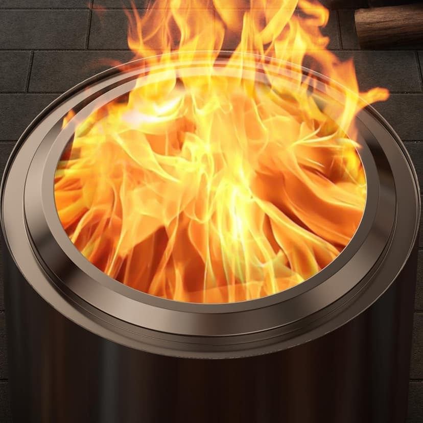 22 inch Smokeless Fire Pit with Waterproof Cover, Stainless Steel Outdoor Smokeless Firepit, Wood Burning Fire Pits for Camping, Bonfire,Low Smoke Firepit for Outside