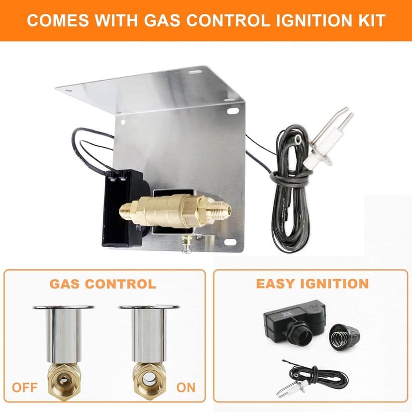 GRISUN Fire Pit Burner Ring Kit 12 Inch, Propane Fire Pit Kits, Come with Propane Fire Pit Hose Kit and Upgraded Gas Control Spark Ignition Kit, DIY Round Gas Fire Pit Kit, Stainless Steel