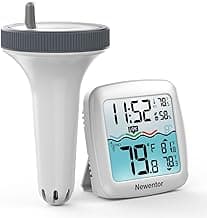 Pool Thermometer Floating Easy Read, Digital IPX8 Swimming Pool Thermometer Wireless, Water Temperature Gauge with Indoor Temperature, Floating Thermostat for Hot Tub/Fish Tank, White
