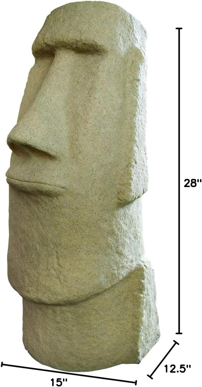 EMSCO Group Easter Island Head Statue – Natural Sandstone Appearance – Made of Resin – Lightweight – 28” Height