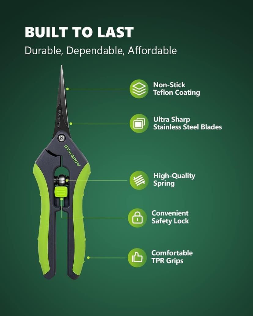 2pcs 6.5" Pruning Shears for Gardening, Ultra Sharp Garden Scissors for Precise Cuts, Stainless Steel Bonsai Clippers with Spring Loaded, 6.5 Inch Garden Shears (1pc Straight & 1pc Curved)
