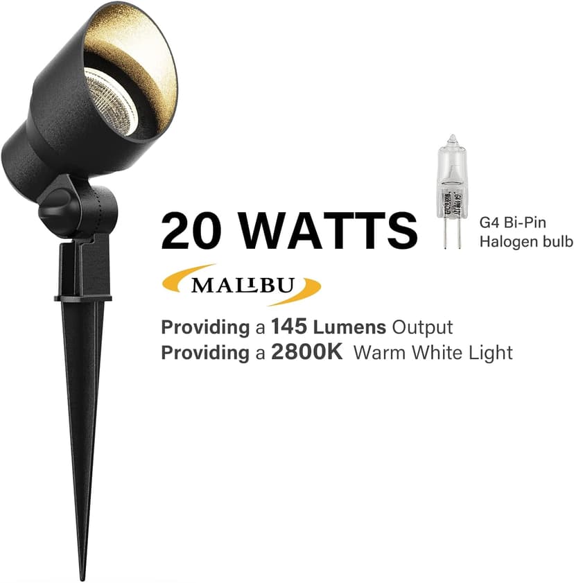 Malibu Low Voltage Landscape Lighting 20W Outdoor Spotlight Outdoor Weatherproof Lights for Low Voltage Landscape Lighting Floodlight Driveway, Yard, Lawn, Flood, Garden