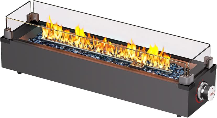 Ciays 28 Inch Table Top Propane Fire Pit, 50,000 BTU Tabletop Firepit with Glass Wind Guard & Glass Beads, Nylon Cover, Portable Outdoor Portable Fireplace for Patio and Camping