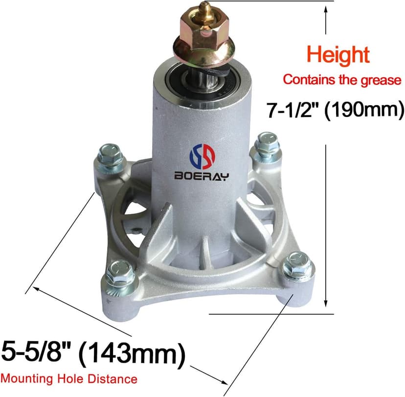 2pcs Lawn Mower Spindle Assembly for Dixon 532192870 Husqvarna 532192870 532187292 532187281 539112057 587125401 587820301 AYP 187292 Ariens 21546238 with 4 Tapped Bolts Zerk Grease