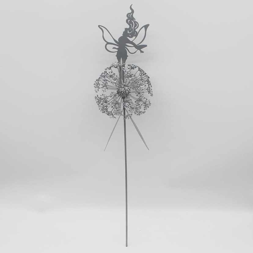 Flower Fairy Dancing with Dandelion Garden Art Sculpture Stainless Steel Statue Christmas Halloween Decoration for Outdoor Yard Courtyard Lawn Patio Metal Ornaments (Open Hands)