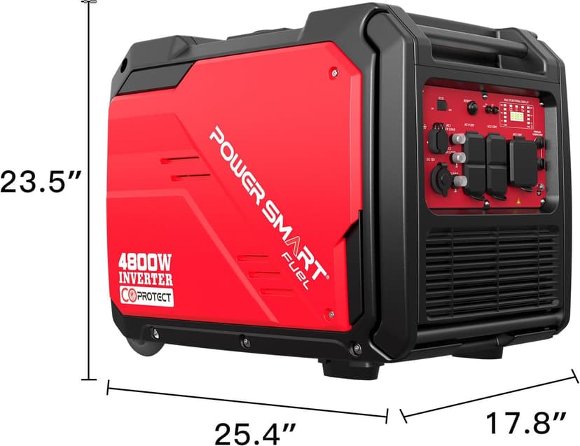 PowerSmart 4800-Watt Portable Inverter Generator with Wheels Handle Kit, CO Sensor, Quiet, RV-Ready, HB5046C