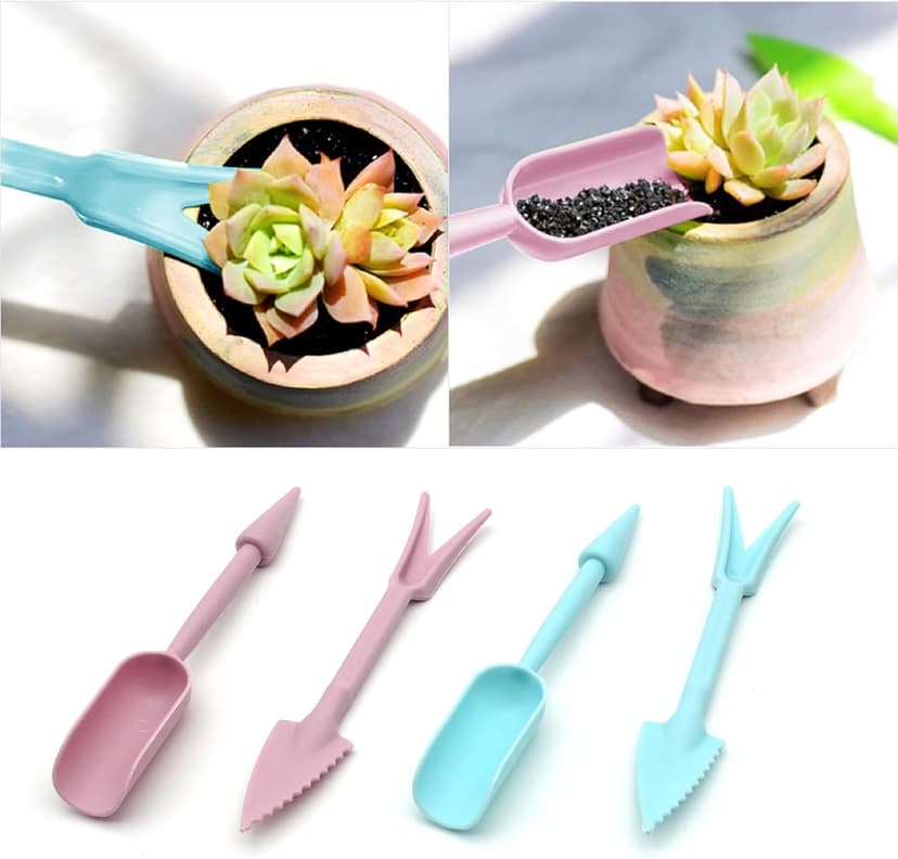 Transplanting Tool Set, 2Pc Small Plastic Sowing Digging Tools Kit Seedling Extractor, Mini Garden Seedling Tools for Home Planting Succulents Indoor Outdoor Widger Digging 2 Color (Blue)
