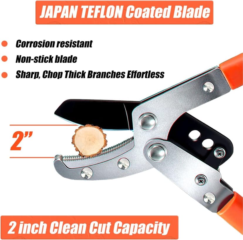 26-40" Extendable Anvil Loppers, Branch Cutter w/2 inch Cutting Capacity, Tree Trimmer w/Compound Action, Heavy Duty Telescopic Tree Pruner, Handle Adjustment, Chop Thick Branches Effortless