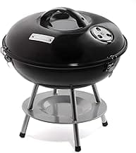 Cuisinart 14" Portable Charcoal Grill, Tabletop Outdoor Small Grill with Locking Lid and Dual Vents, Chrome Plated Travel Size BBQ Perfect for Camping, Tailgates, Cookouts, Black