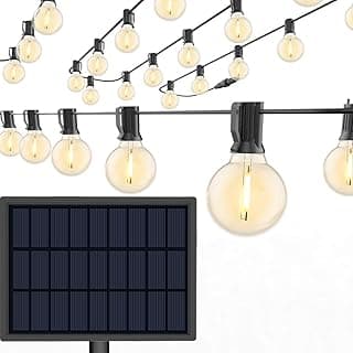 Solar String Lights Waterproof LED Indoor/Outdoor Hanging Umbrella Lights with 25 Bulbs - 27 Ft Patio Light for Deckyard Tents Market Cafe Gazebo Porch Party Decor (25 Light Bulb)