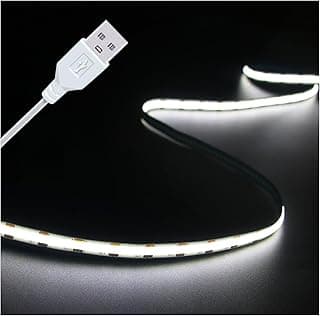 Led Strip Lights, 5V USB LED Lighting COB Short LED Strip Light White Flexible Not Dimmable led Light for Display Cabinet, Living Room,DIY Home COB Lighting Decor tv Lights (3.28FT 6500K)