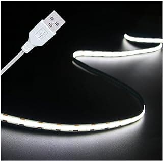 Led Strip Lights, 5V USB LED Lighting COB Short LED Strip Light White Flexible Not Dimmable led Light for Display Cabinet, Living Room,DIY Home COB Lighting Decor tv Lights (3.28FT 6500K)