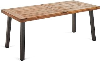 Christopher Knight Home 298192 Spanish Bay Acacia Wood Outdoor Dining Table | Perfect for Patio | with Teak Finis, Brown
