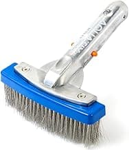 Aquatix Pro Heavy Duty 5" Pool Brush, Durable Stainless Steel Bristles, Aluminium Handle, Tackles & Cleans Stubborn Stains in Swimming Pools, Steps, Walls, Tiles, Best for Concrete & Gunite Surfaces