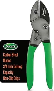Scotts 8 in. Anvil Pruning Shears – 1/2 in. Cutting Capacity, Heavy-Duty Garden Pruner for Dry Stems and Dead Wood, Sap Resistant – Comfort Grip with Sharp Carbon Steel Blade for Yard and Garden Use