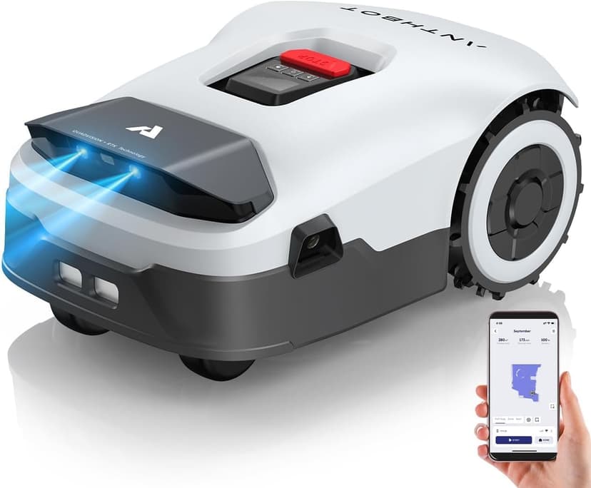 Robot Lawn Mower NO Wire - 0.22 Acre, Full Band RTK+4-Eye Vision Robotic Lawnmower, Automatic Mapping, 20 Multi-Zone Management, 3D Obstacle Avoidance, Intelligent Path Planning, ANTHBOT Genie600