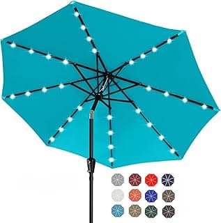 ABCCANOPY Durable Solar Led Patio Umbrellas with 32LED Lights 9FT (Turquoise)