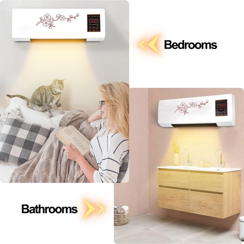 Mini Wall Mounted Air Conditioner Quiet Wall AC Unit For Bedroom 2 In 1 Smart Air Conditioner Cooler And Heater Combo With Remote Control, Portable Air Conditioner For Bedroom, Garage, Nursery