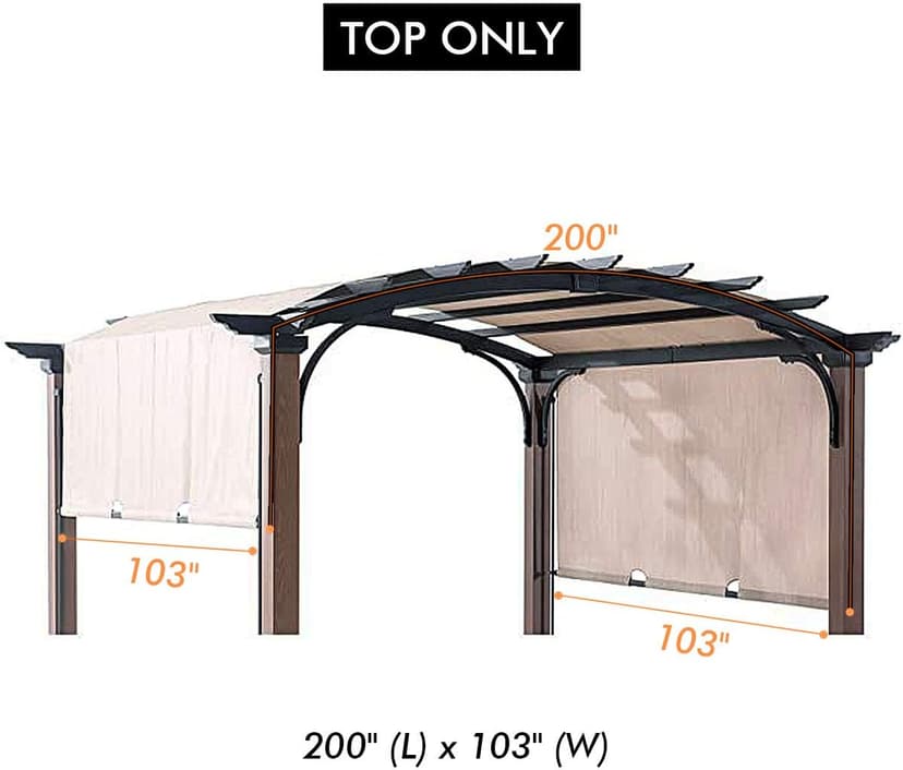 ontheway Replacement Sling Canopy for for A+R Freestanding Pergola Sold at Lowe's,10x10ft #L-PG152PST-B (Size: 200" (L) x 103" (W)) Beige