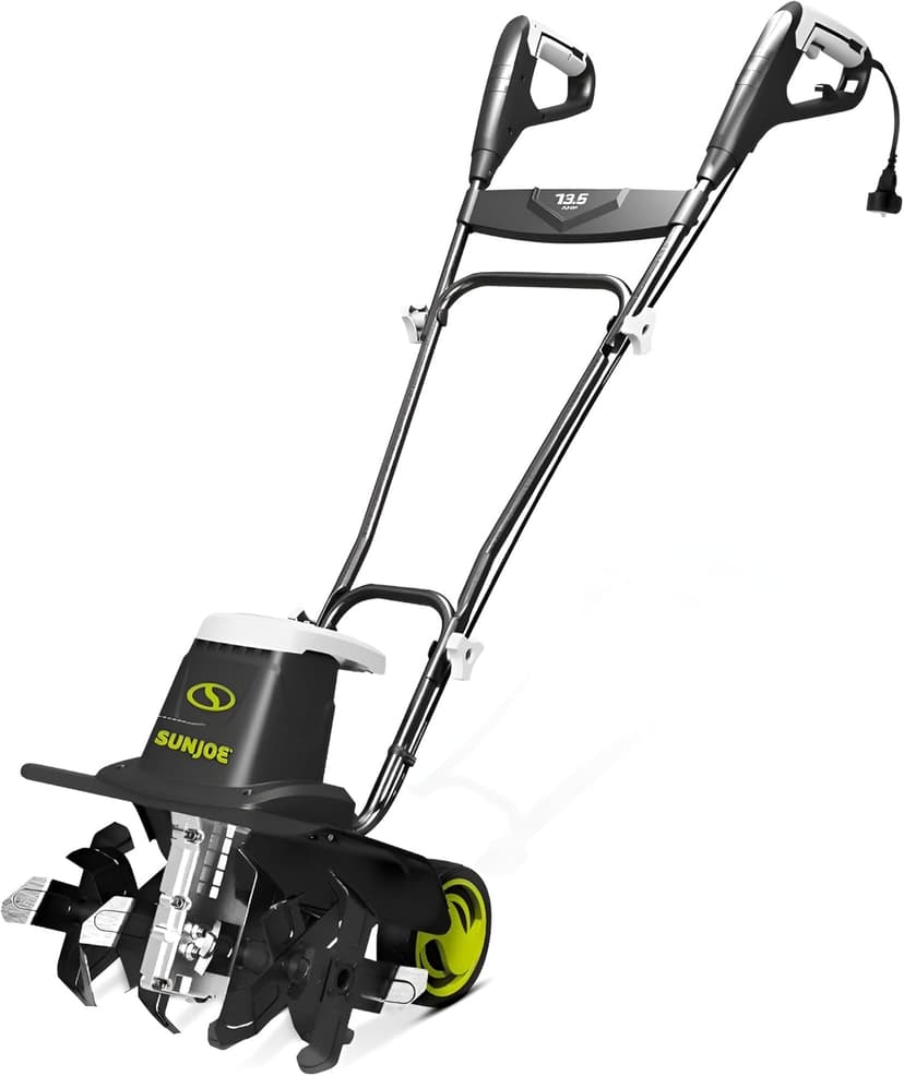 Sun Joe Electric Garden Tiller and Cultivator, Steel Tines, 13.5 Amp, 16 Inch, Black - Heavy Duty Gardening Machine and Equipment for Lawn, Yard, and Grass