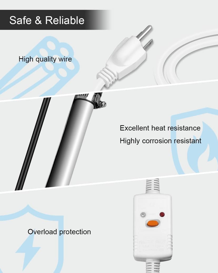 1500W 120V Titanium Heater Assembly with Sensor, for Bathtub Pool Water Tank Cattle Trough, Submersible Hot Tub Heater, Portable Electric Heater