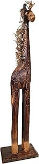 Albesia Native Wood Tall Hand-Crafted Giraffe Statues Striking Designs and Sizes. Nature's Graceful Beauty Engulfs Safari Home Décor All Occassions. (Jute Hair Etched, 24 Inch)