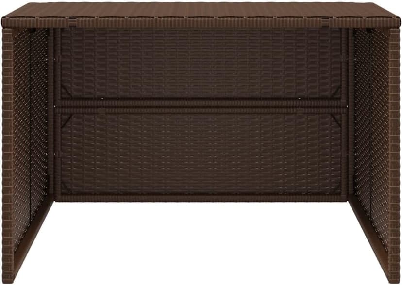 vidaXL Robot Mower Garage - Brown Poly Rattan, Weather-Resistant Storage Shed, 33.9"x35.4"x20.5"/22.4" for Garden Robotic Lawn Mower