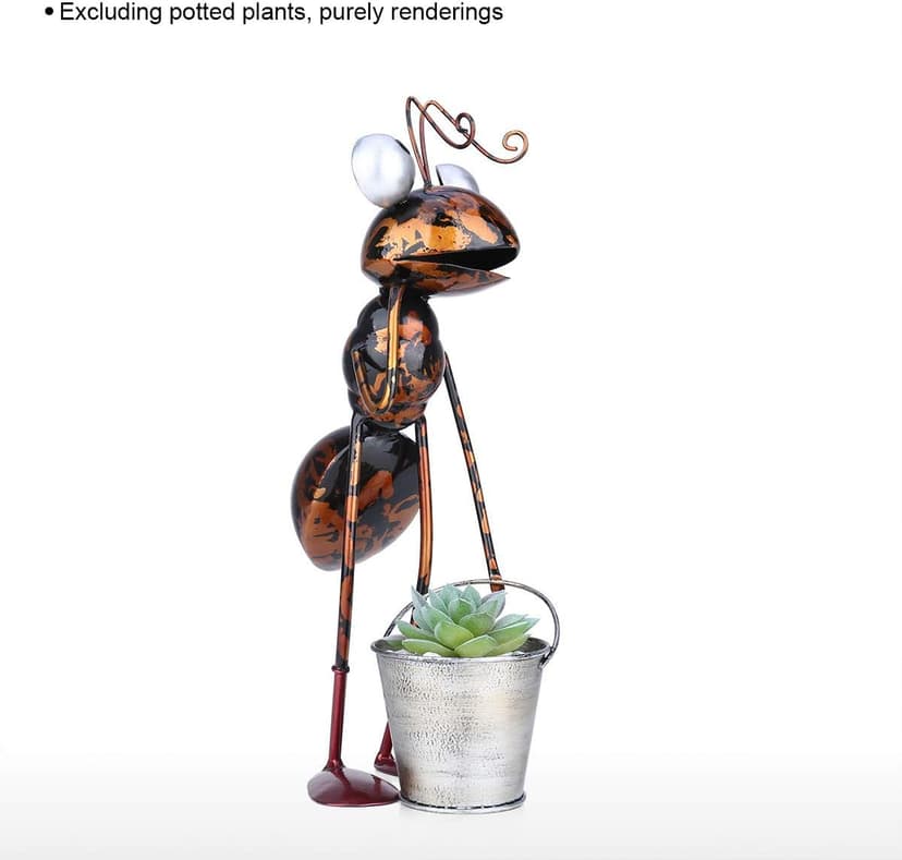 Tooarts Metal Ant Garden Decor Sculpture Home Patio Lawn Yard Indoor Outdoor Statue Ornament with Removable Bucket