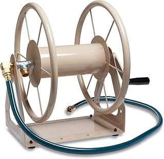 Liberty Garden Products 703-2 Multi-Purpose Steel Garden Wall/Floor Mount Hose Reel, Tan Poly