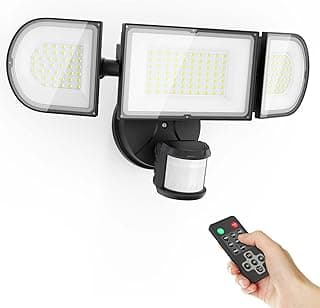 iMaihom 100W Motion Sensor Outdoor Lights, 9000LM LED Security Lights Motion Sensor Light Outdoor, 3 Adjustable Heads LED Flood Light, Group Remote Control, 3 Mode IP65 Exterior Floodlight for Yard