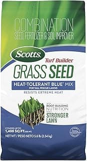 Scotts Turf Builder Grass Seed Heat-Tolerant Blue Mix for Tall Fescue Lawns with Fertilizer and Soil Improver, 5.6 lbs.