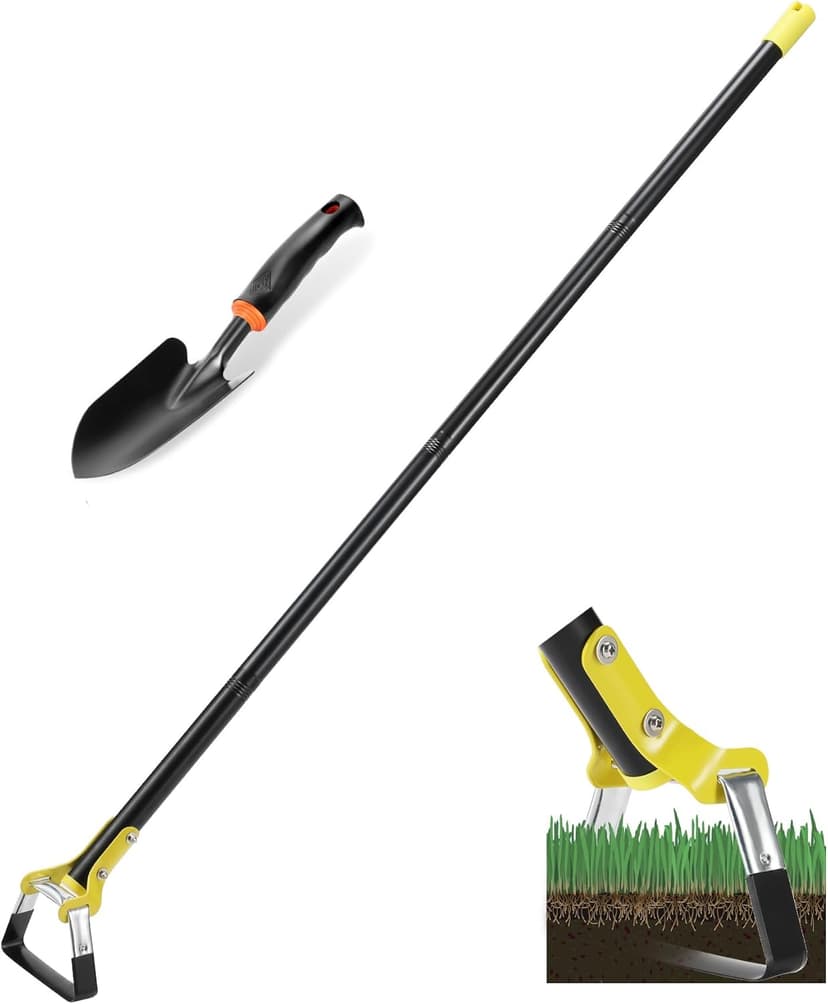 Stainless Steel 62Inch Garden Hoe, Weeding Loop Stirrup Hoe Tool for Garden, Scuffle Hula Hoe with Adjustable Handle - Black