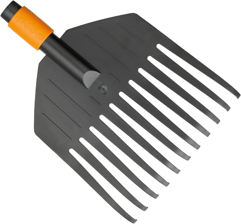 Fiskars Leaf Broom, Tool Head, Small, 11 Tines, Width: 21.3 cm, Plastic Tines, Black/Orange, QuikFit, 1000659